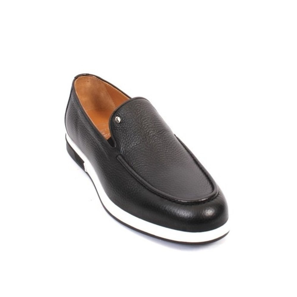 ROBERTO SERPENTINI 4055 Black Leather Moccasins Loafers